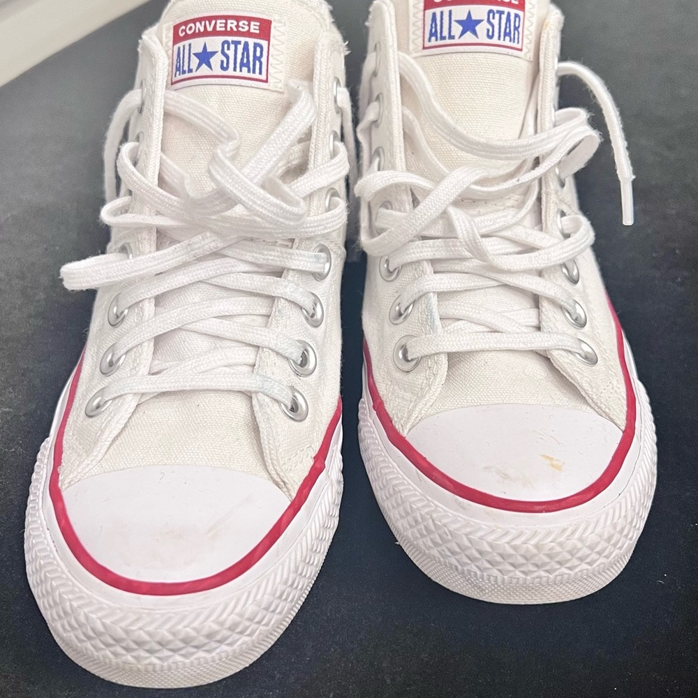 Converse White and Red High-Top Sneakers